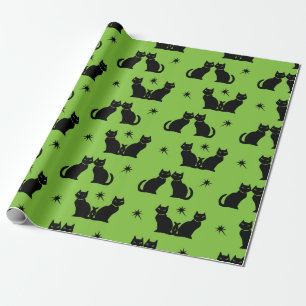 Regalo Gato negro retro Kitty sobre papel de envoltura ve