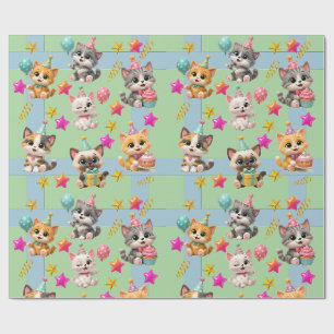 Regalo Gatos de fiesta de cumpleaños adorables Papel de r