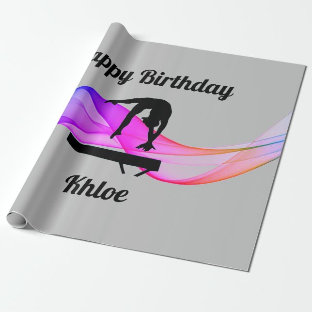 Regalo Gimnasia Papel de envolvimiento gris de cumpleaños (Desenrollado)