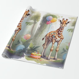Regalo Girafa y pastel en la jungla | Papel de envolver