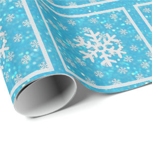 Regalo Glitz azul: Papel de embalaje de los copos de
