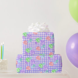 Regalo Globos De Cumpleaños En Papel De Envoltura De Purp