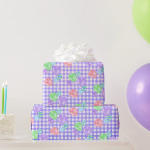 Regalo Globos De Cumpleaños En Papel De Envoltura De Purp
