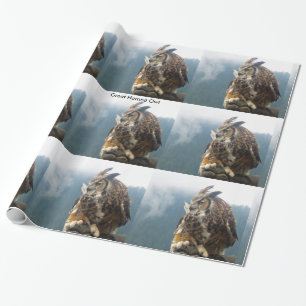 Regalo Gran papel de embalaje del búho de cuernos