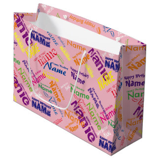 Regalo Grande Añadir nombre, Feliz cumpleaños, gran bolsa de reg