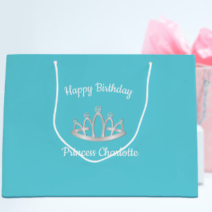 Regalo Grande Aqua Blue Princess Tiara Cumpleaños Bolsa de Regal