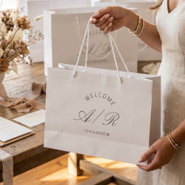 Regalo Grande Bolsa de bienvenida blanca con monograma para boda