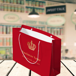 Regalo Grande Bolsa de compra de papel de la corona de oro rojo 