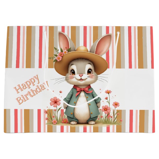 Regalo Grande Bolsa de cumpleaños de conejo adorable (Anverso)