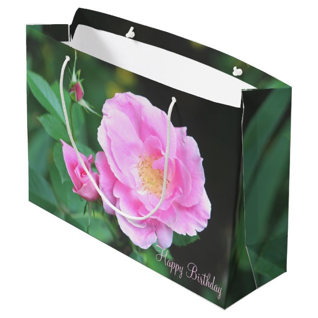 Regalo Grande Bolsa de cumpleaños Rosa (Angulo reverso)