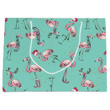 Bolsa de Navidades Flamingos Santa Hat