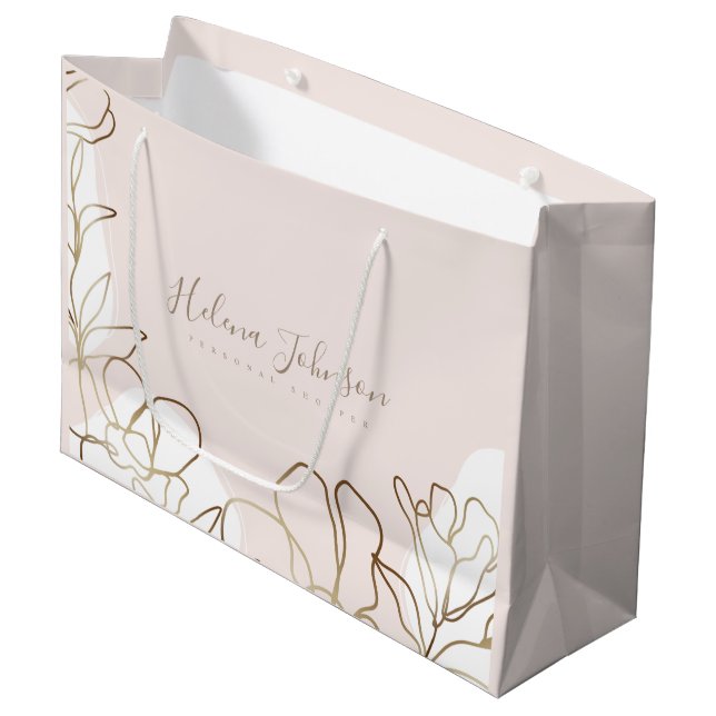 Regalo Grande Bolsa de papel floral rosa Rubor  (Angulo Anverso)