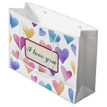 Bolsa Romántica de Acuarela Corazones Pastel Te Am