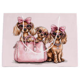 Regalo Grande Bolsa rosa de los perros Dachshund