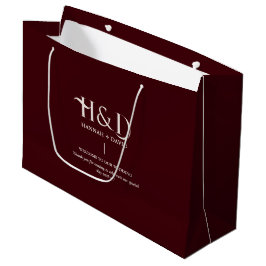 Regalo Grande Burgundy y marfil Bolsa de bienvenida de boda con