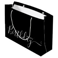 Feliz cumpleaños Black White Elegant Bolsa de rega