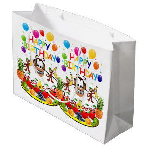 Regalo Grande Feliz cumpleaños, mono de bolsa