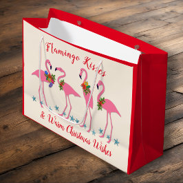 Regalo Grande Flamingo besa a Navidades cálidos y desea bolsa de