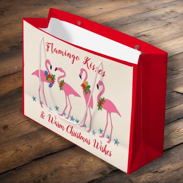 Regalo Grande Flamingo besa a Navidades cálidos y desea bolsa de (Subido por el creador)