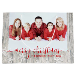 Regalo Grande Fotos navideñas de mora de madera rústica - Bolsa 