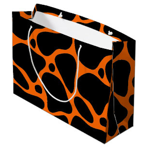 Regalo Grande Naranja y negro patrón de jirafa gran bolsa de reg