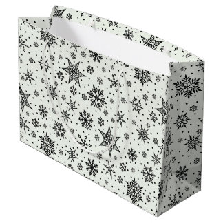 Regalo Grande Navidades Black Snowflakes Patterns Gran Bolsa de 