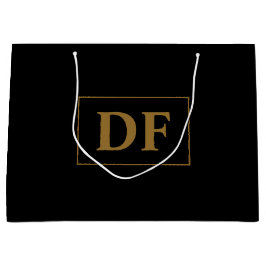 Regalo Grande Negro personalizado Con Iniciales De Oro Bolsa De