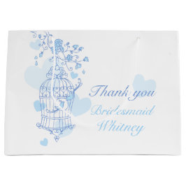 Regalo Grande Pájaros de amor abierto pajarera azul bolsa de fav