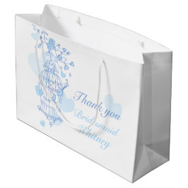 Regalo Grande Pájaros de amor abierto pajarera azul bolsa de fav