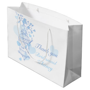 Regalo Grande Pájaros de amor abierto pajarera azul bolsa de fav