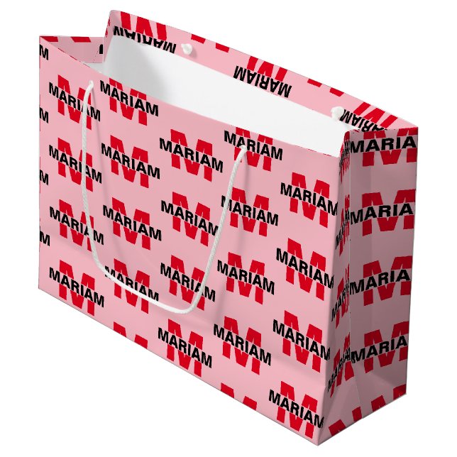 Regalo Grande Personalizado moderno Monograma Nombre Bolsa de re (Angulo Anverso)
