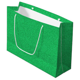 Regalo Grande Una bolsa de compras verde brillante con asas blan
