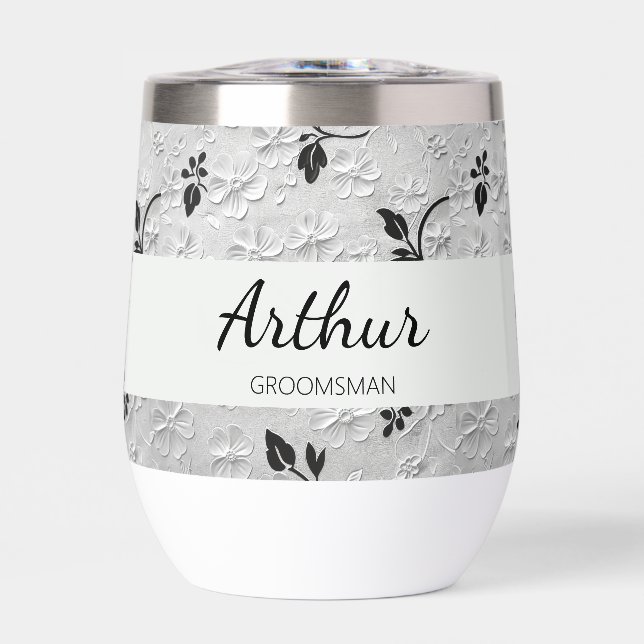 Regalo Groomsman personalizado de florals blancas  (Frente)