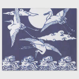 REGALO GRULLAS JAPONESAS EN PAPEL DE ENVOLVER AZUL