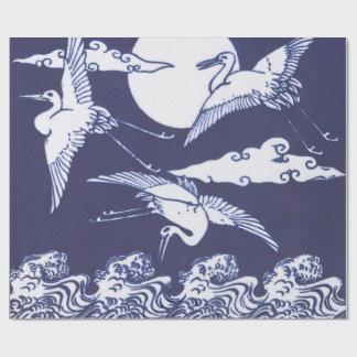 REGALO GRULLAS JAPONESAS EN PAPEL DE ENVOLVER AZUL