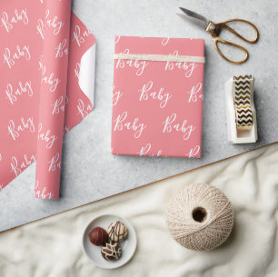 Regalo Guión de bebé rosa Elegante Papel de envolver bebé