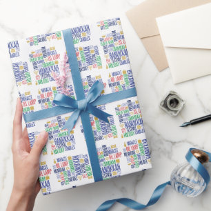 Regalo Hanukkah Palabras Papel de ajuste de vacaciones