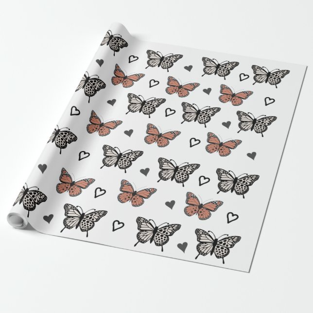 Regalo "Hermoso Papel De Envoltura De Mariposa. (Desenrollado)