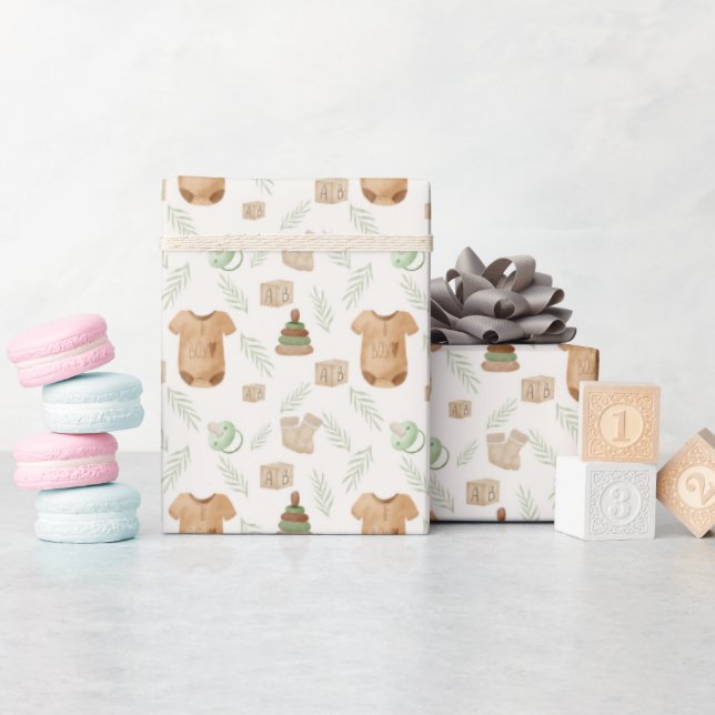 Regalo Hermoso papel de envolvimiento Baby Shower acuarel (Baby Shower)