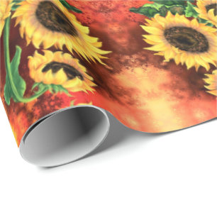 Regalo Hermoso papel de envolvimiento de girasol
