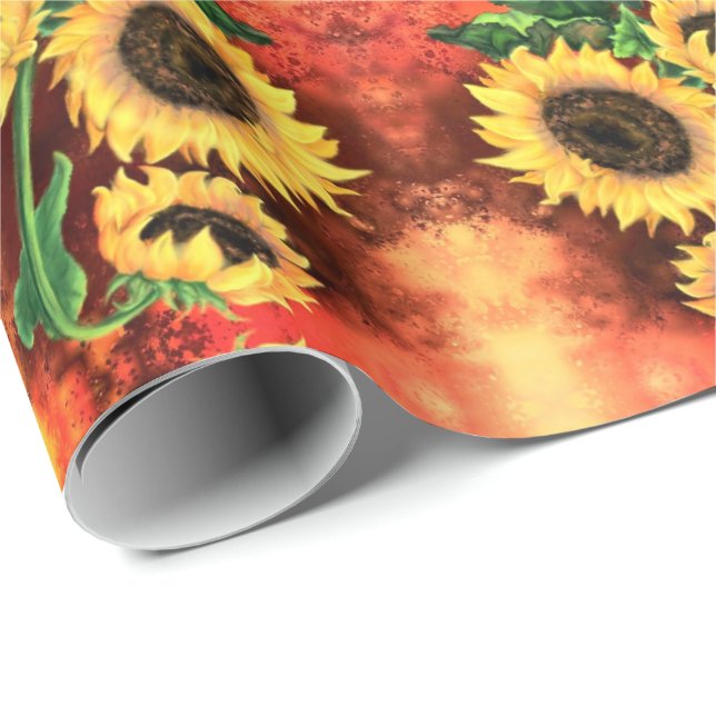 Regalo Hermoso papel de envolvimiento de girasol (Esquina del rollo)