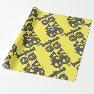 Regalo hermoso papel de envolvimiento GRIS AMARILLO