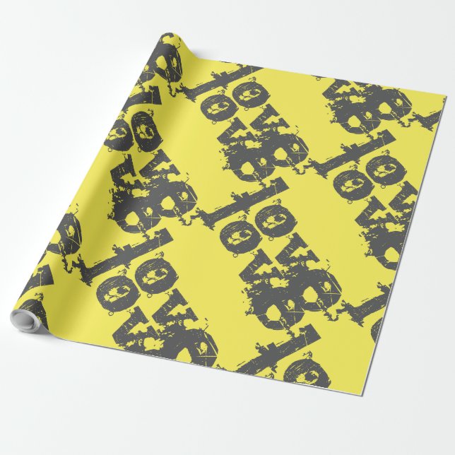 Regalo hermoso papel de envolvimiento GRIS AMARILLO (Desenrollado)