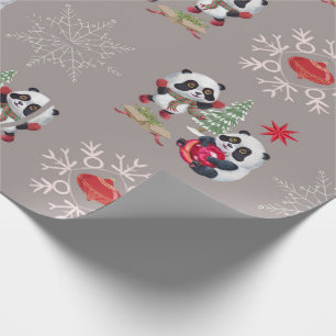 Regalo Hermosos Navidades de Panda envolviendo papel