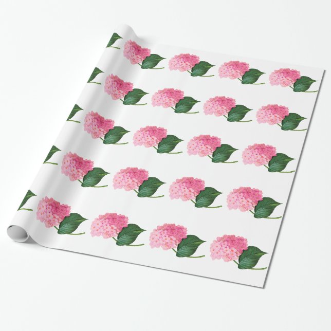 Regalo Hidrangea rosa Papel de ajuste brillante (Desenrollado)