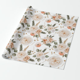 Regalo Hojas de papel de envolver florales de melocotón