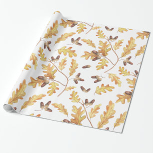 Regalo Hojas de roble acuarela y papel de relleno de maíz