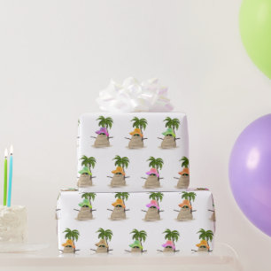 Regalo Hombre De Arena Tropical Con Papel De Envoltura De