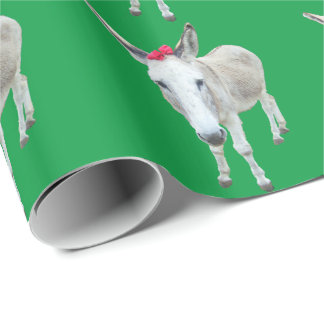 Regalo Honre el burro con un papel de embalaje rojo del