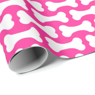 Regalo Huesos de perro rosa y blanco envolviendo papel